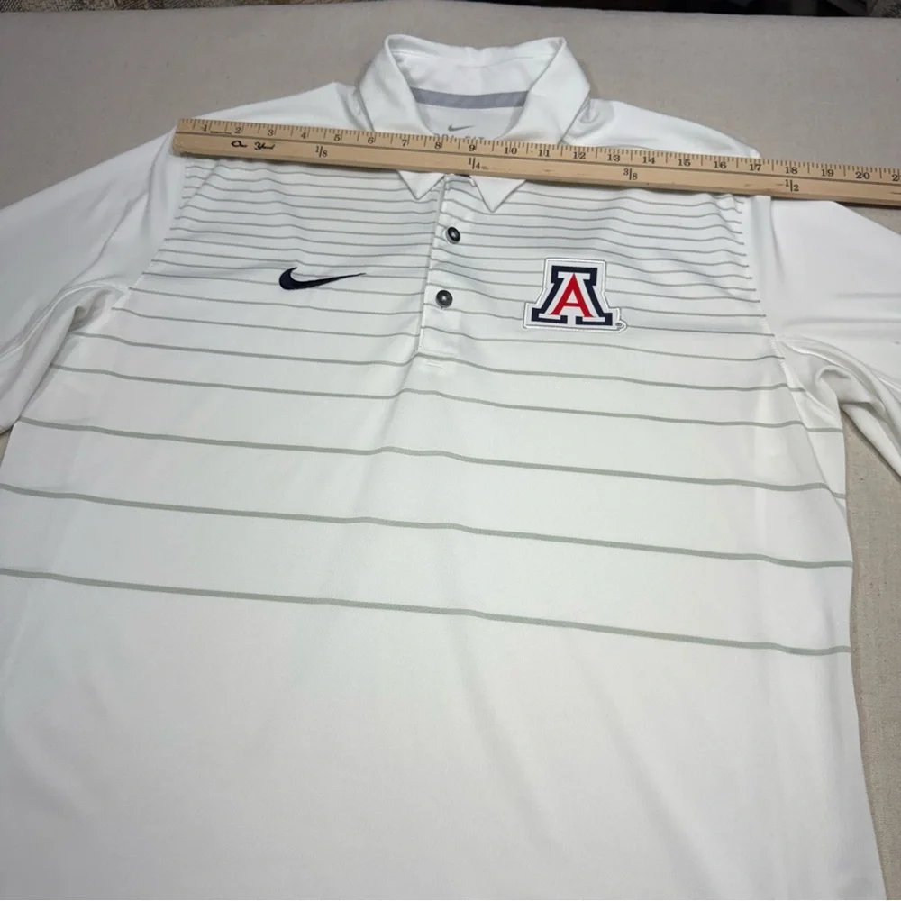 Nike Men's White Polo Shirt with U of A Logo - Size Medium